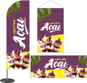 KIT AÇAÍ 01  Windbanner 150x50 / Banner 100x60/ Faixa 200x80    